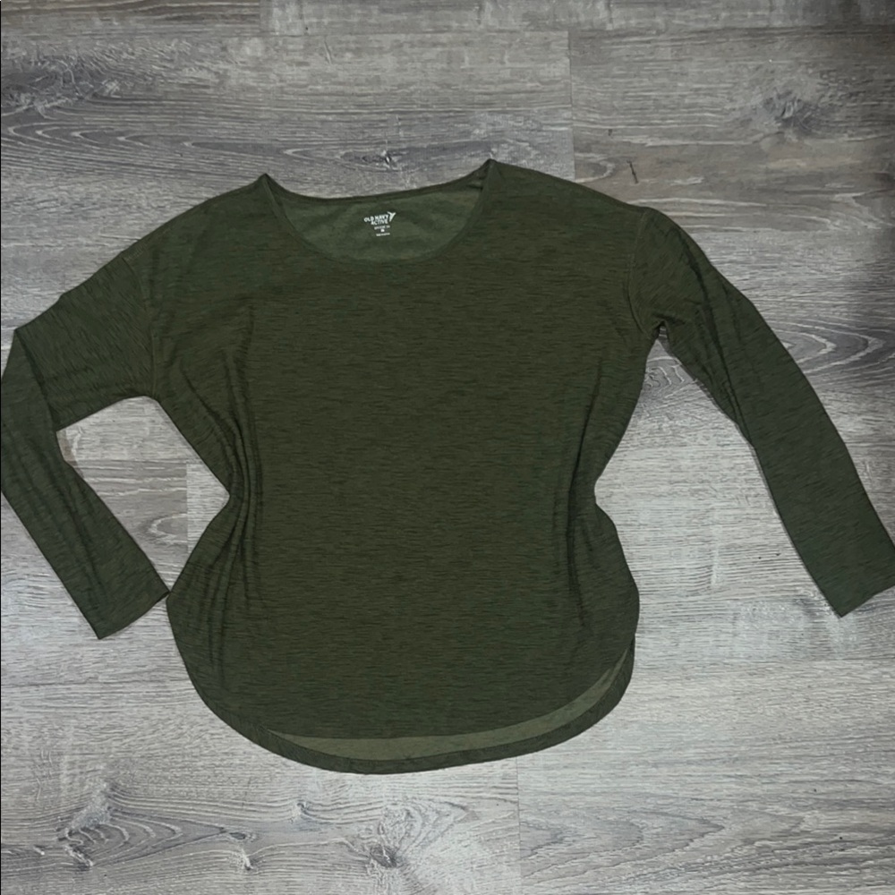 Old Navy Green Fitted Long Sleeve Blouse